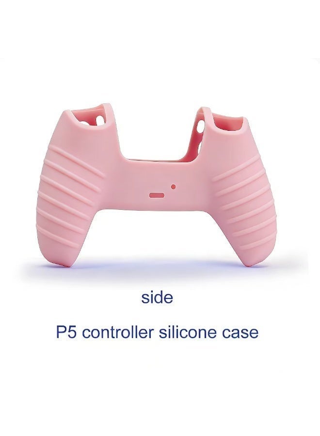 أغطية حماية وردية اللون لوحدة تحكم PS5، غطاء سيليكون واقٍ متوافق مع وحدة تحكم PS5 (6 قطع من مقابض الإبهام الوردية الاحترافية، وقطعتان من مقابض الجمجمة) (تمويه + أبيض) - Image 5